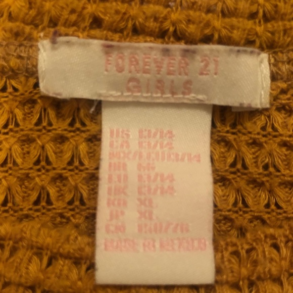 Girls Yellow Waffle Sweater - Picture 3 of 4